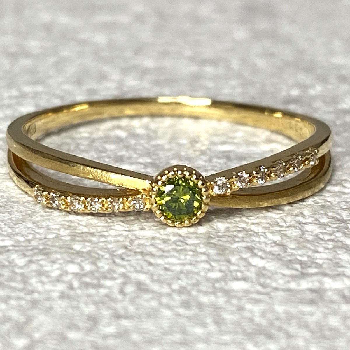 ☆【KJC】K18 グリーン系ダイヤモンド 0.11ct/脇石ダイヤ0.07ct ☆【KJC】K18 グリーン系ダイヤモンド 0.11ct/脇石ダイヤ0.07ct