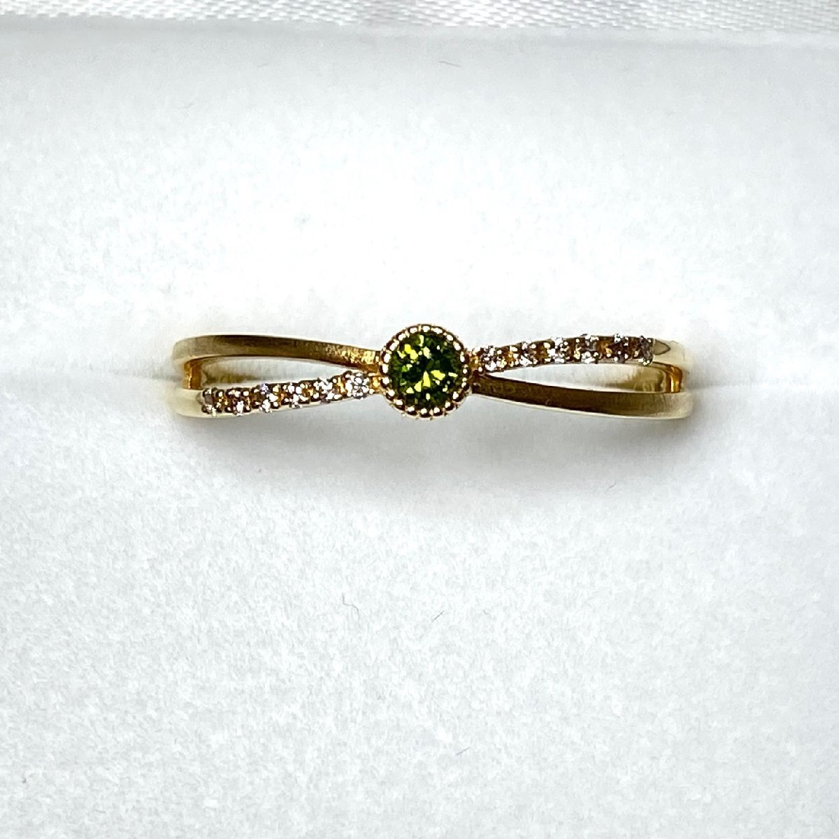 ☆【KJC】K18 グリーン系ダイヤモンド 0.11ct/脇石ダイヤ0.07ct ☆【KJC】K18 グリーン系ダイヤモンド 0.11ct/脇石ダイヤ0.07ct