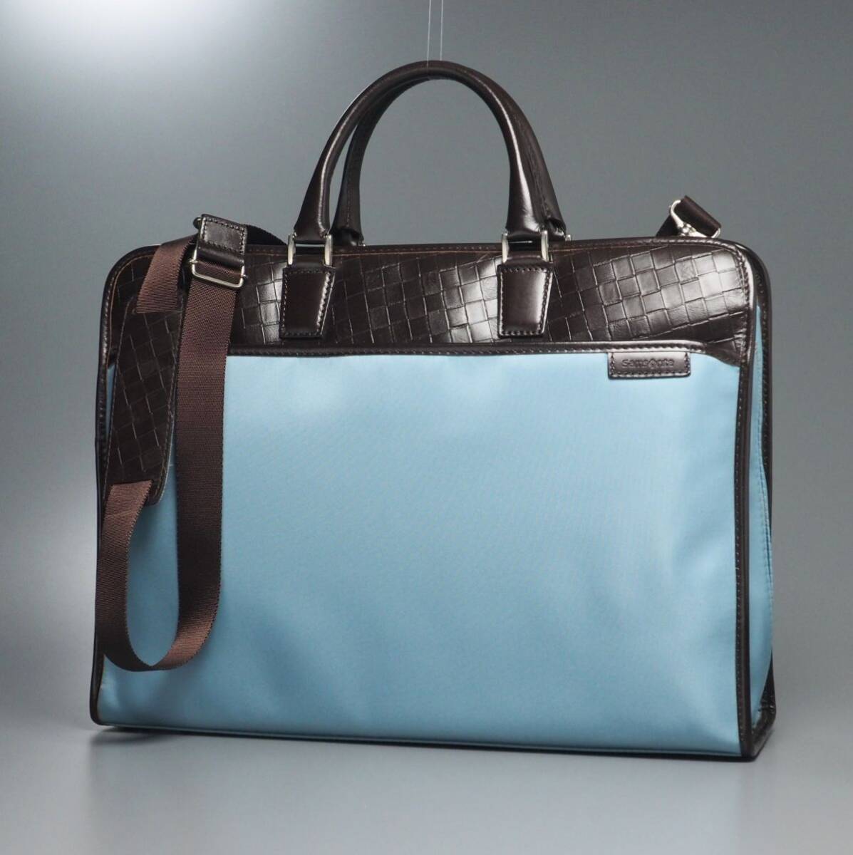 GP8416:Samsonite/ Samsonite * leather trim nylon briefcase * shoulder attaching business bag * bag * sax blue 