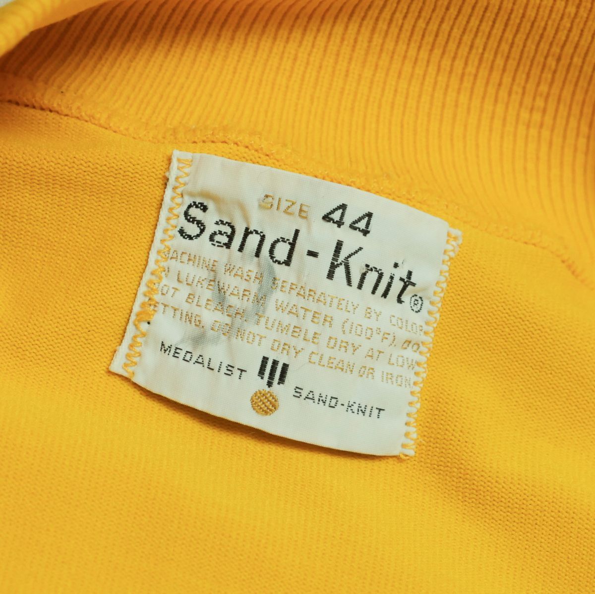 TH3471◎80’s Sand Knit medalist ニット スタジャン アスレチック ジャケット スポーツジャケット イエロー系 JEFFERSON RAIDERS Vintageの画像8