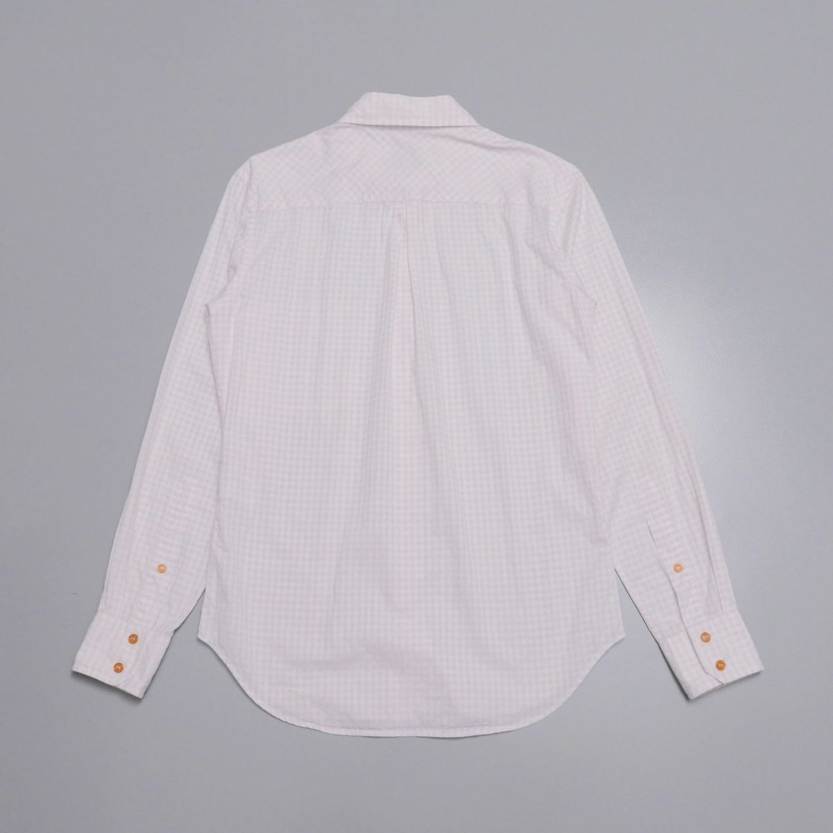 TH3749 ヴィヴィアンウエストウッドマン/ワイドカラーシャツ/メンズ46/ピンク系/コットン/オーブ刺繍ロゴ/長袖シャツ/ギンガムチェックの画像2