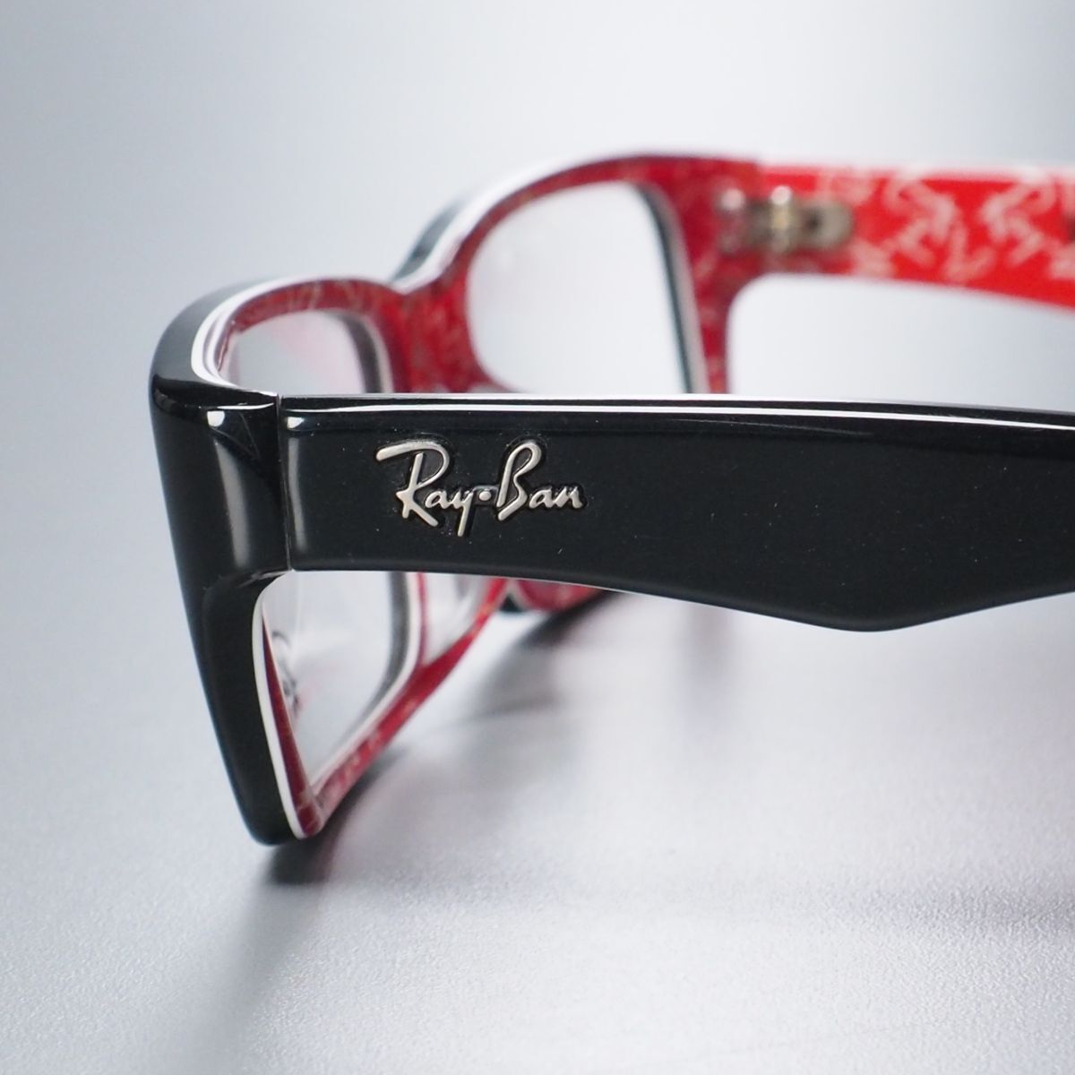 MF6978◎未使用 Ray-Ban レイバン スクエアフレーム 眼鏡 メガネ RB5236F サイズ:53□16/140 ブラック×レッド系 内側:ロゴの画像5