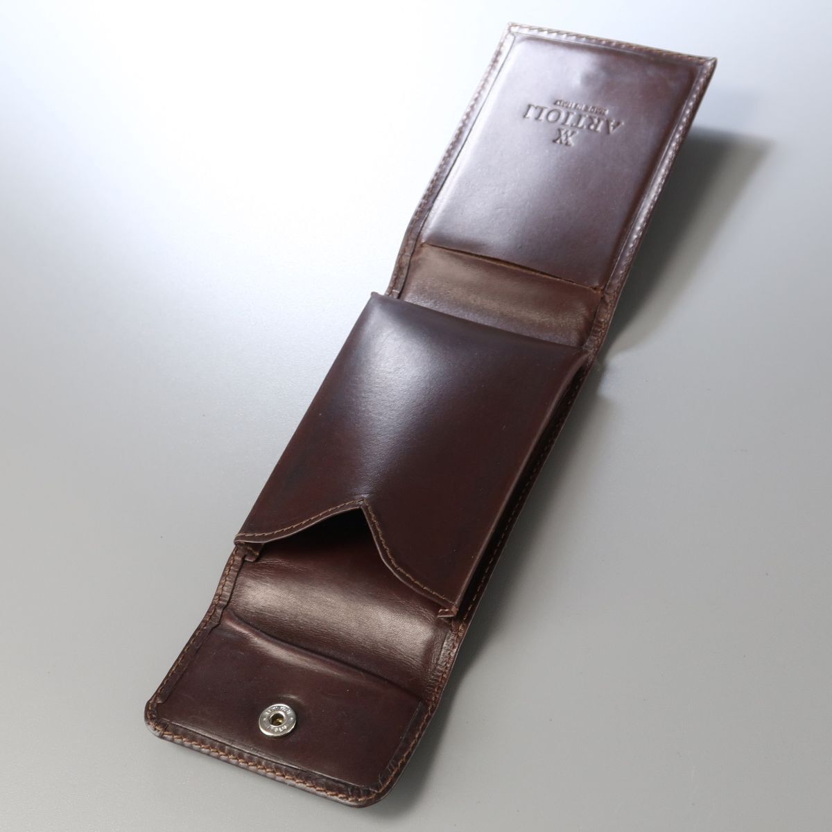 MG1789* Италия производства ARTIOLI arte .oli натуральная кожа футляр для визитных карточек футляр для карточек карта папка - Brown чай 