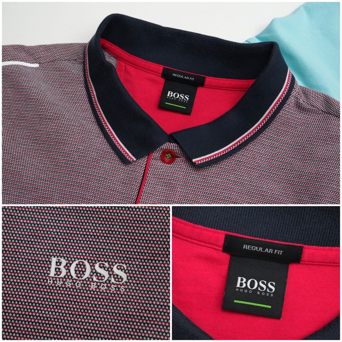 TG9710□ヒューゴボス/HUGOBOSS*3点セット*鹿の子*半袖*ポロシャツ*トリコロール系+ブルーグリーン系+ネイビー系*メンズ*の画像4