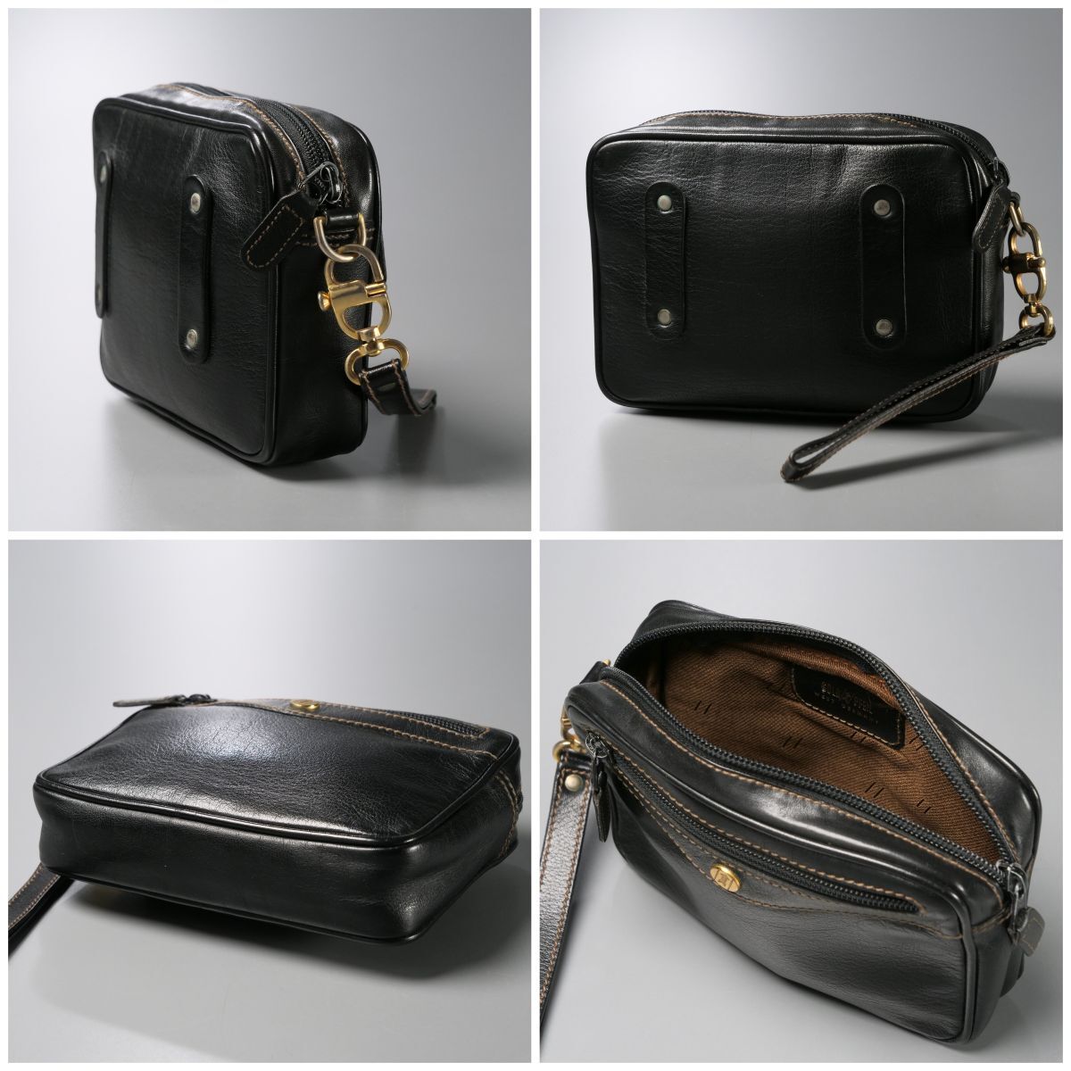 GP8128:GOLDPFEIL/ Gold-Pfeil * leather shoulder bag * leather pouch *2 point set * bag * black 
