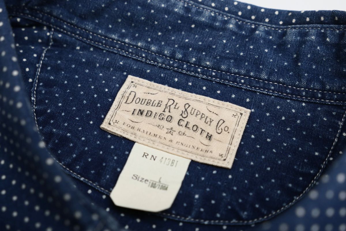 TH4617 RRL/DOUBLE RL SUPPLY Co/ダブルアールエル/シャツ/ドット柄/インディゴ/メンズL/レギュラーカラーシャツ/長袖の画像8