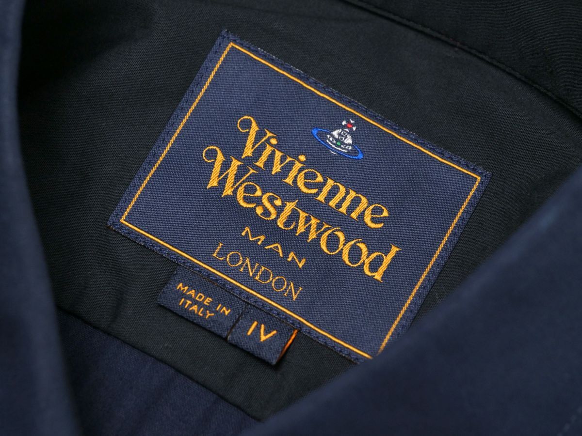 GP1793□イタリア製*ヴィヴィアンウエストウッド マン/Vivienne Westwood MAN*オーブ刺繍*長袖*レギュラーカラーシャツ*紺系*メンズ*size4の画像7