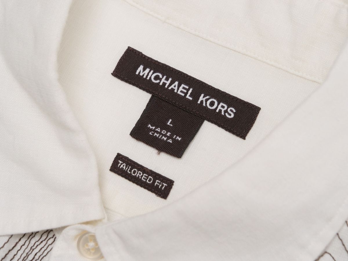 GO5546* Michael Kors /MICHAEL KORS* вышивка * длинный рукав *linen рубашка / постоянный цвет рубашка * оттенок белого * мужской *sizeL