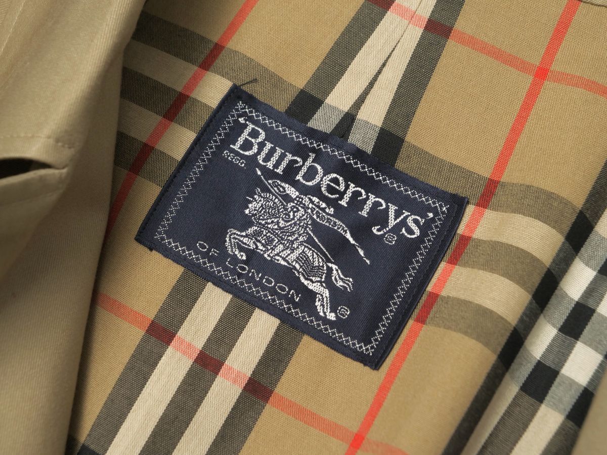 TG3447◎米国製 Burberrys バーバリー ギャバジン ステンカラーコート バルマカーンコート スプリングコート カーキ系 42REGULARの画像6