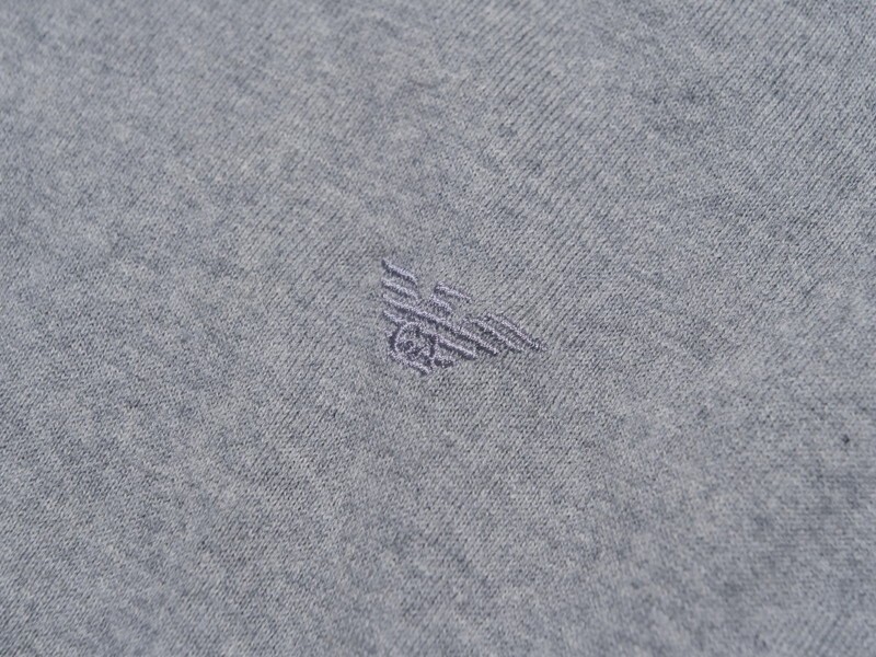 TH3719◇未使用 エンポリオアルマーニ メンズ54 衿付き 裏:ボーダー柄 コットン ニット セーター プルオーバー スキッパー グレー系の画像5