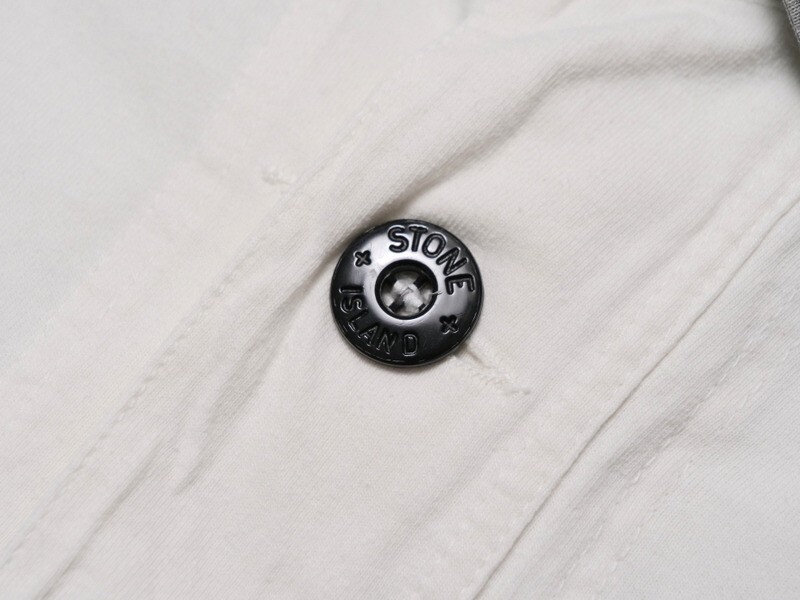MF7667◇イタリア製 ストーンアイランド/STONE ISLAND メンズM 長袖 ポロシャツ プルオーバーシャツ ホワイト×グレー系の画像6
