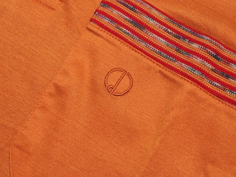 TG4641◇イタリア製 ダンヒル/dunhill メンズS ニット切替 コットン 半袖 ポロシャツ プルオーバーシャツ オレンジ系の画像4
