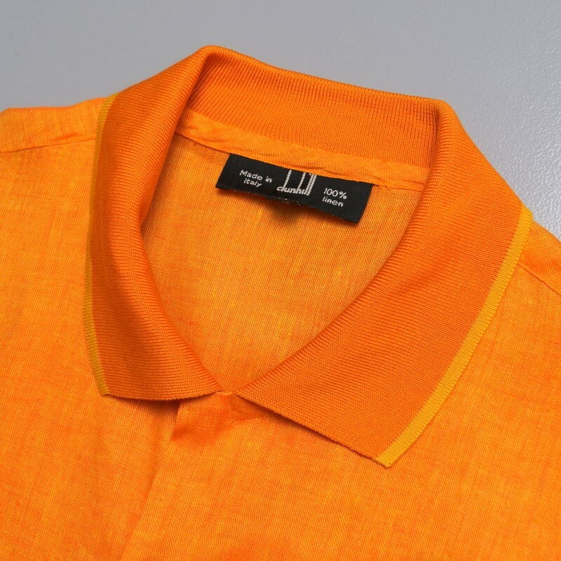 GO7821◇未使用含む ダンヒル/dunhill 2枚セット 15.5/M リネン レギュラーカラーシャツ ＋ コンバーチブルカラーシャツ オレンジ/ピンクの画像4