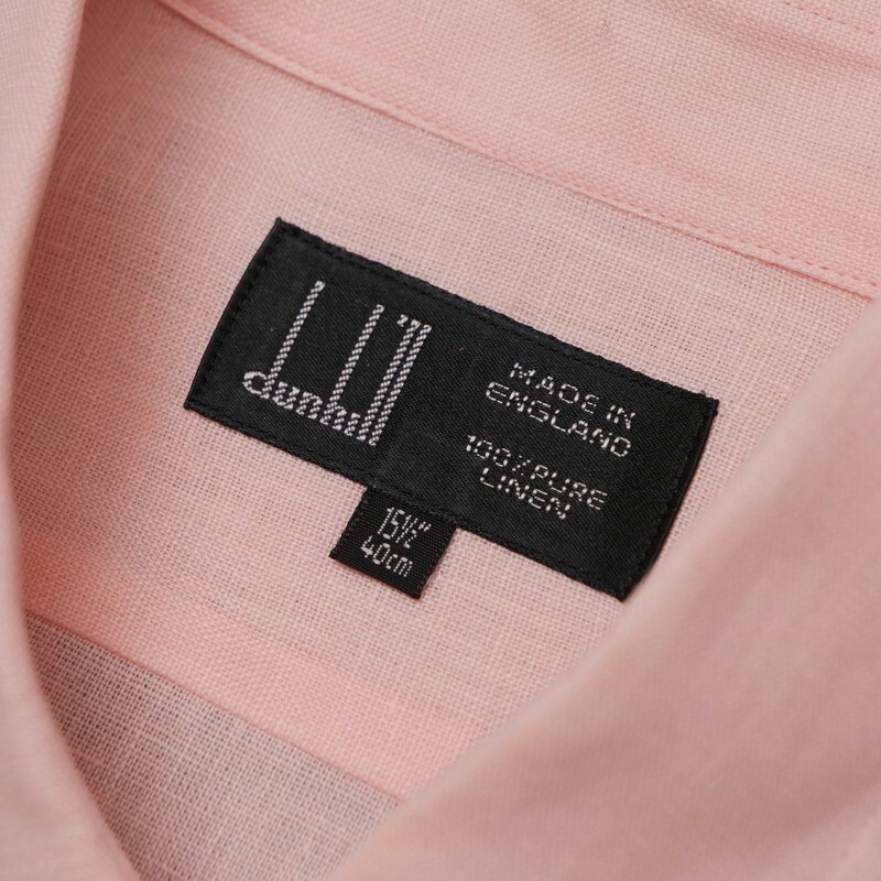 GO7821◇未使用含む ダンヒル/dunhill 2枚セット 15.5/M リネン レギュラーカラーシャツ ＋ コンバーチブルカラーシャツ オレンジ/ピンクの画像9