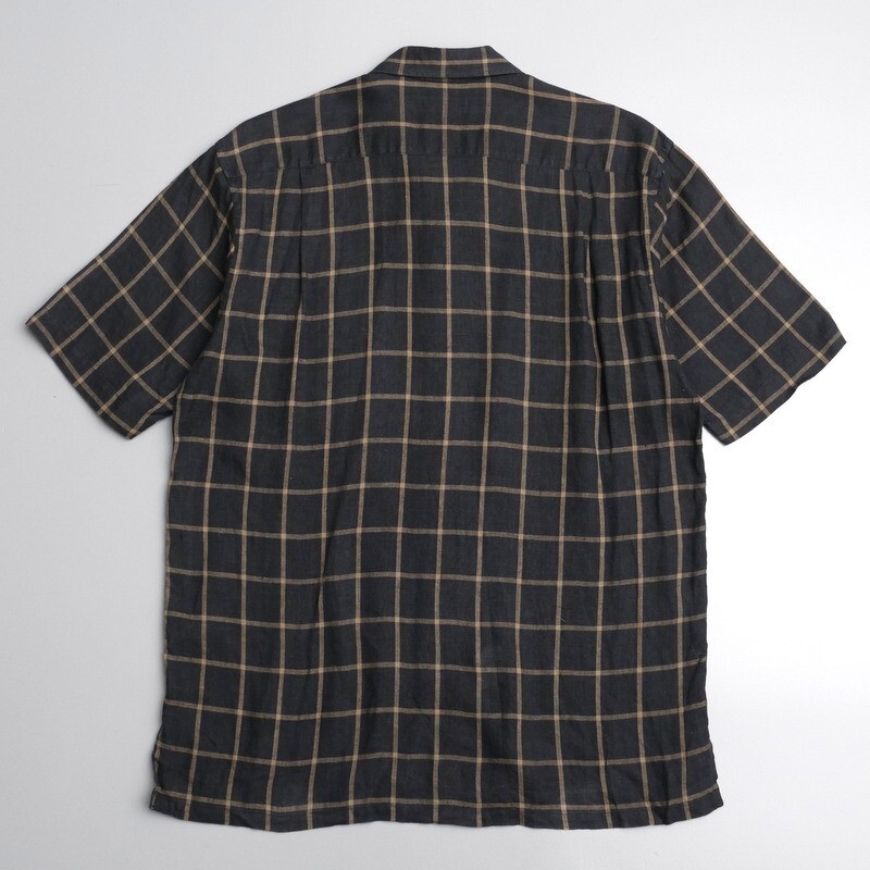 TE8995* Burberry BURBERRY LONDON men's S short sleeves linen shirt check shirt One-piece color shirt black group 