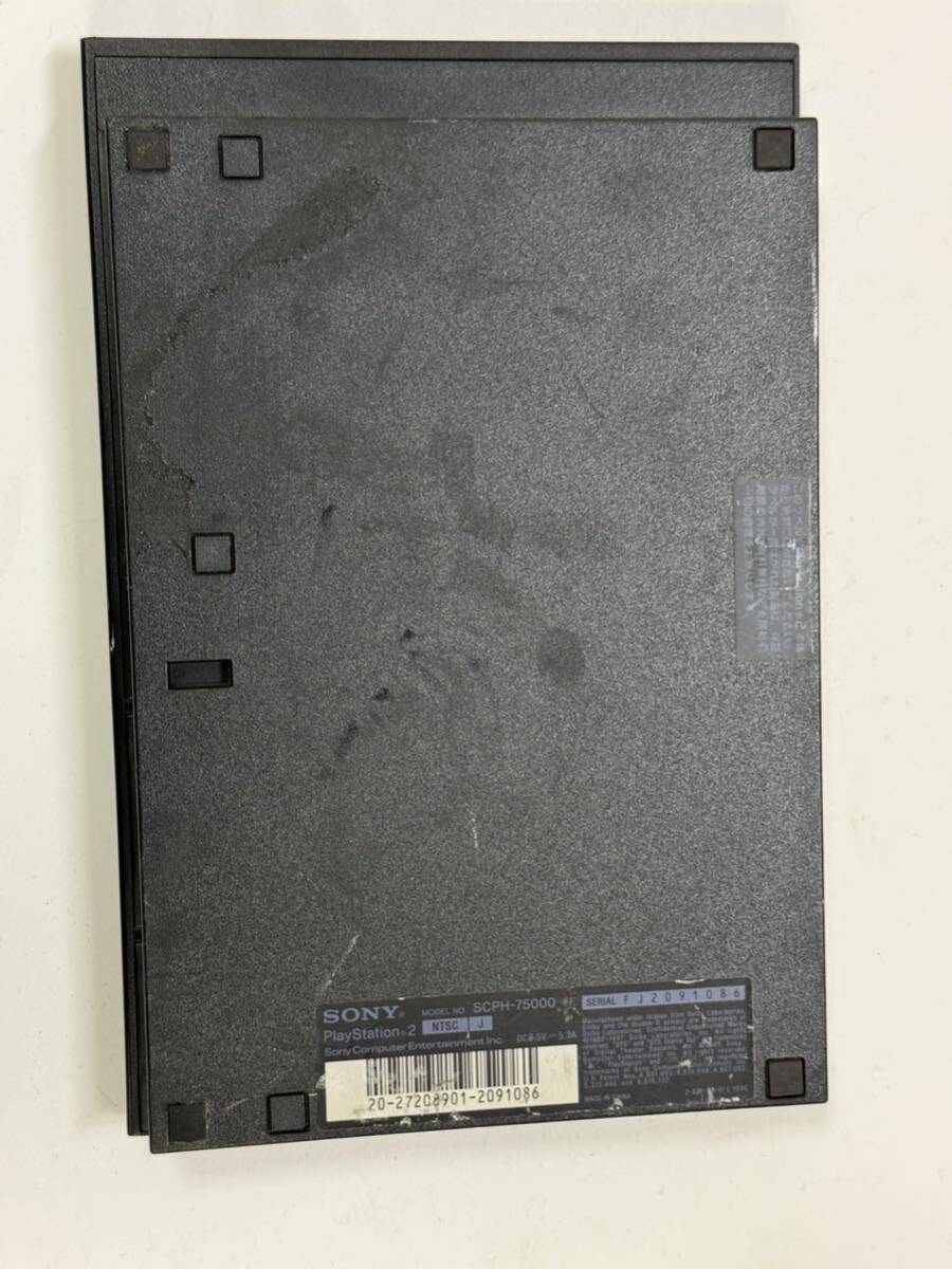 L059)PS2 本体 薄型 ブラック SONY Playstation2 SCPH-75000 未検品ジャンク プレステ_画像3