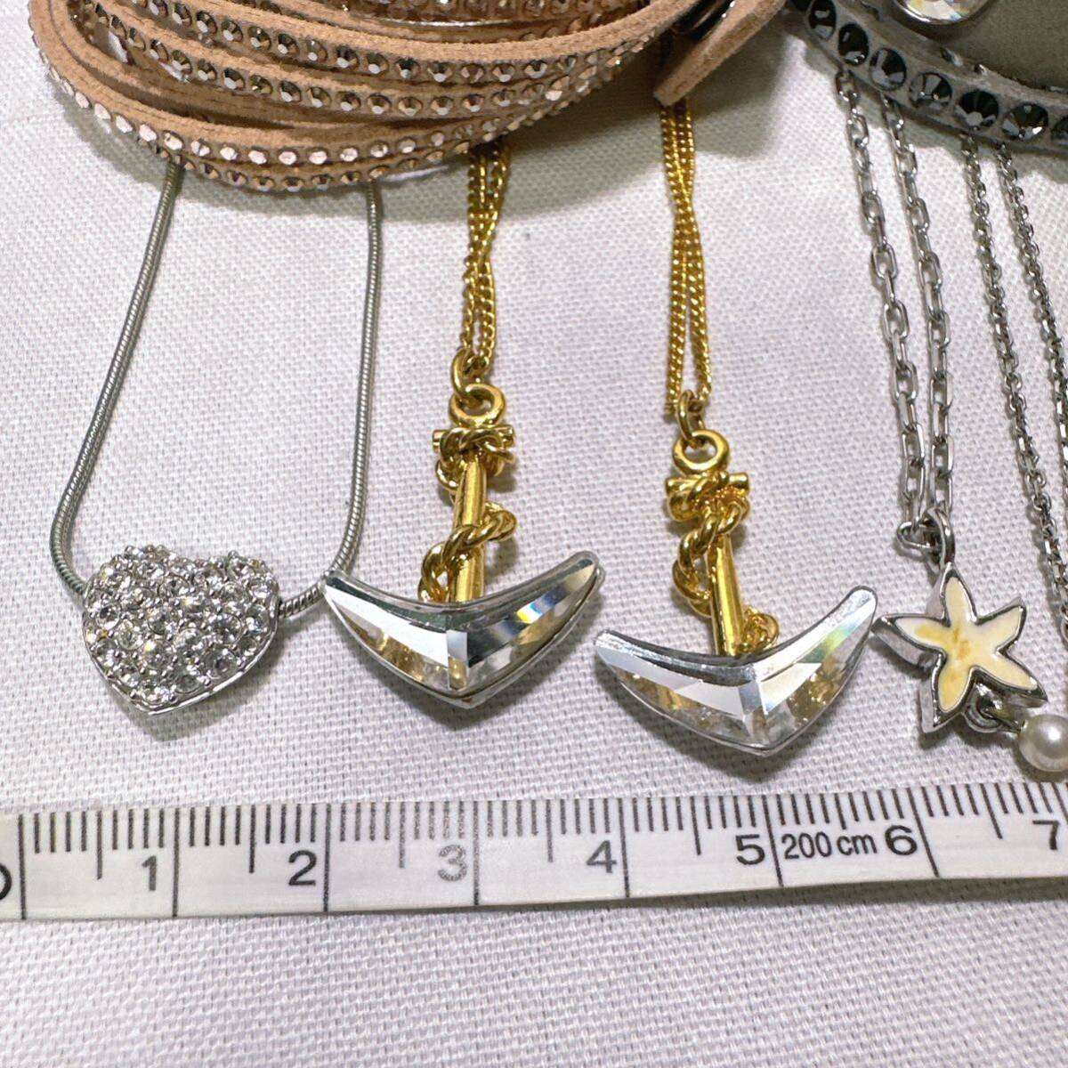 全て SWAROVSKI スワロフスキー社 刻印 ブランド アクセサリー 18点 まとめ 約116g シルバー ゴールド ネックレス リング ブレスレット 等の画像7