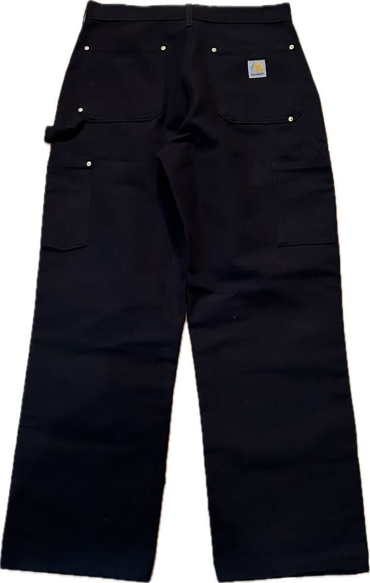 美品 USA製 Carhartt B01 DUCK DOUBLE FRONT WORK PANT カーハート ダック ダブルフロント ダブルニーペインターパンツ ブラック 黒_画像2