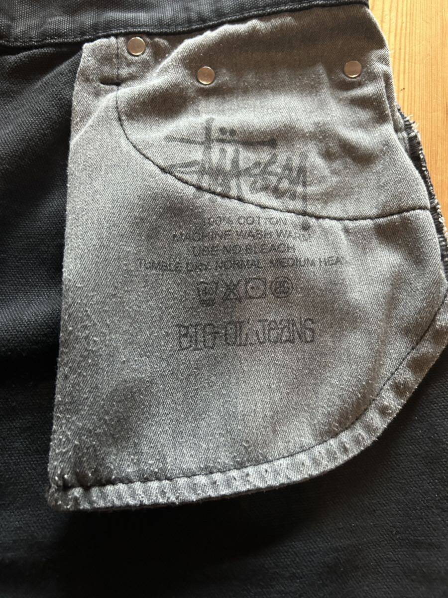 00s Stussy WASHED CANVAS BIG OL' SHORTS ステューシー ウォッシュ キャンバス ビッグオール ショーツ USA ブラック デニム OLD オールドの画像6