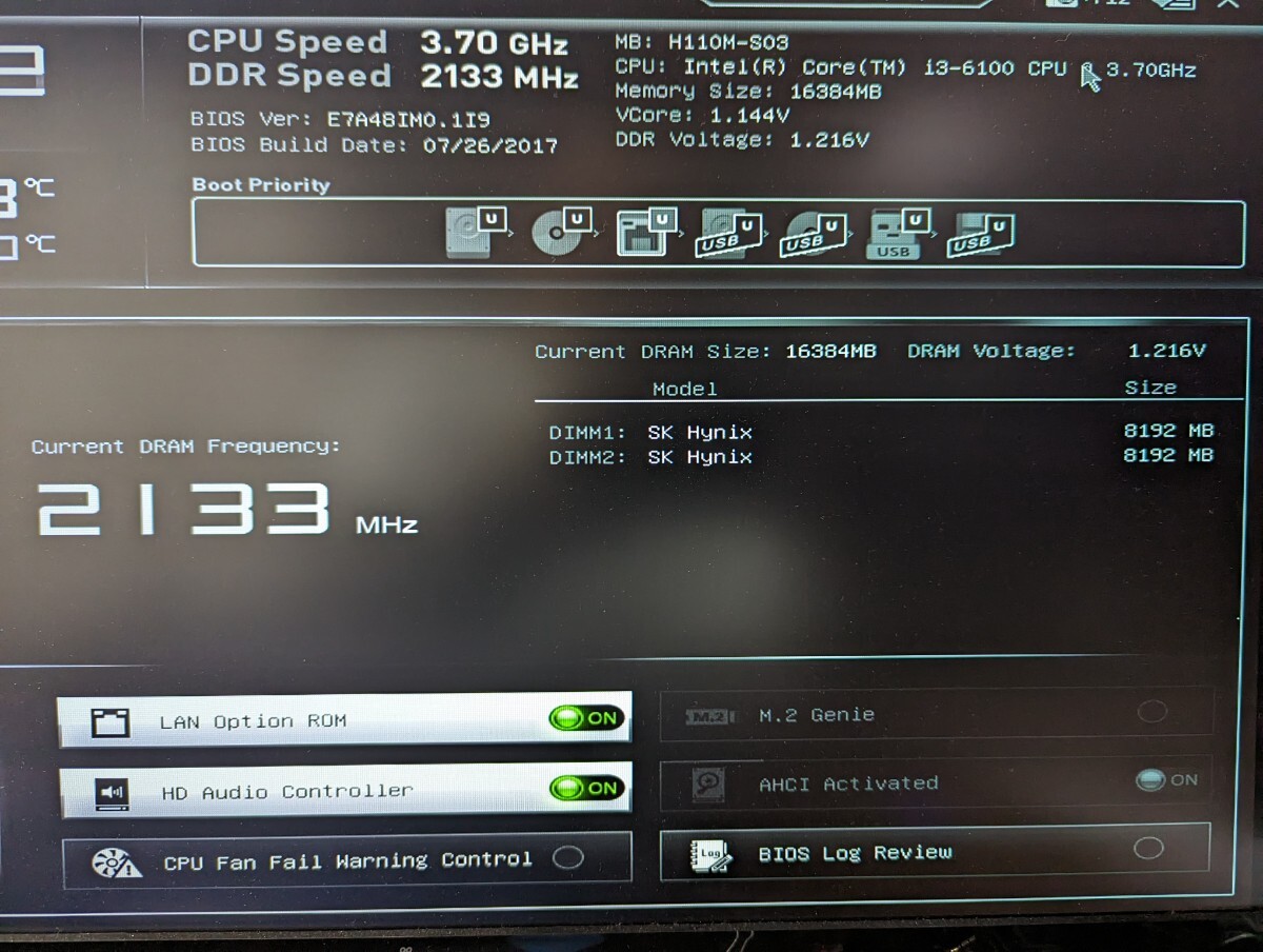 0410-6 SKhynix メモリ DDR4 2400T 8GB×2枚の画像3