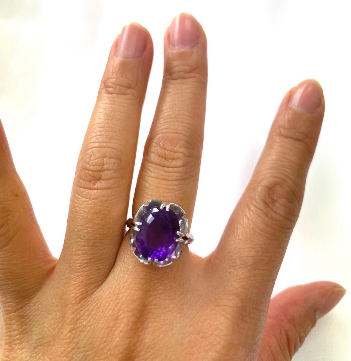 格安販売の リング アメジスト(紫水晶) クロス 1粒石 Pt900 2月の誕生石 プラチナ
