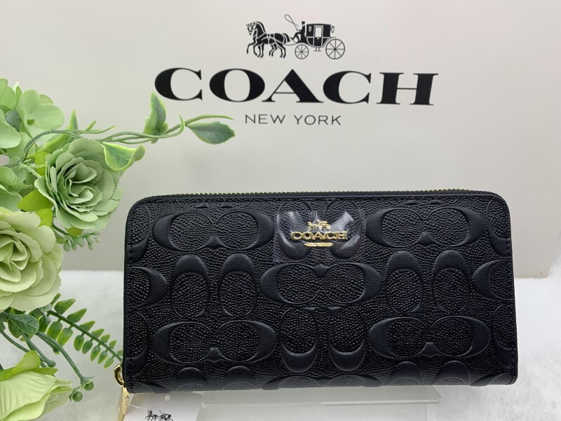 コーチ COACH 長財布 財布 メンズ ブラック黒 プレゼント 贈り物 シグネチャー ロング ジップ 新品 未使用 ファッション F53834 C106Z_画像1