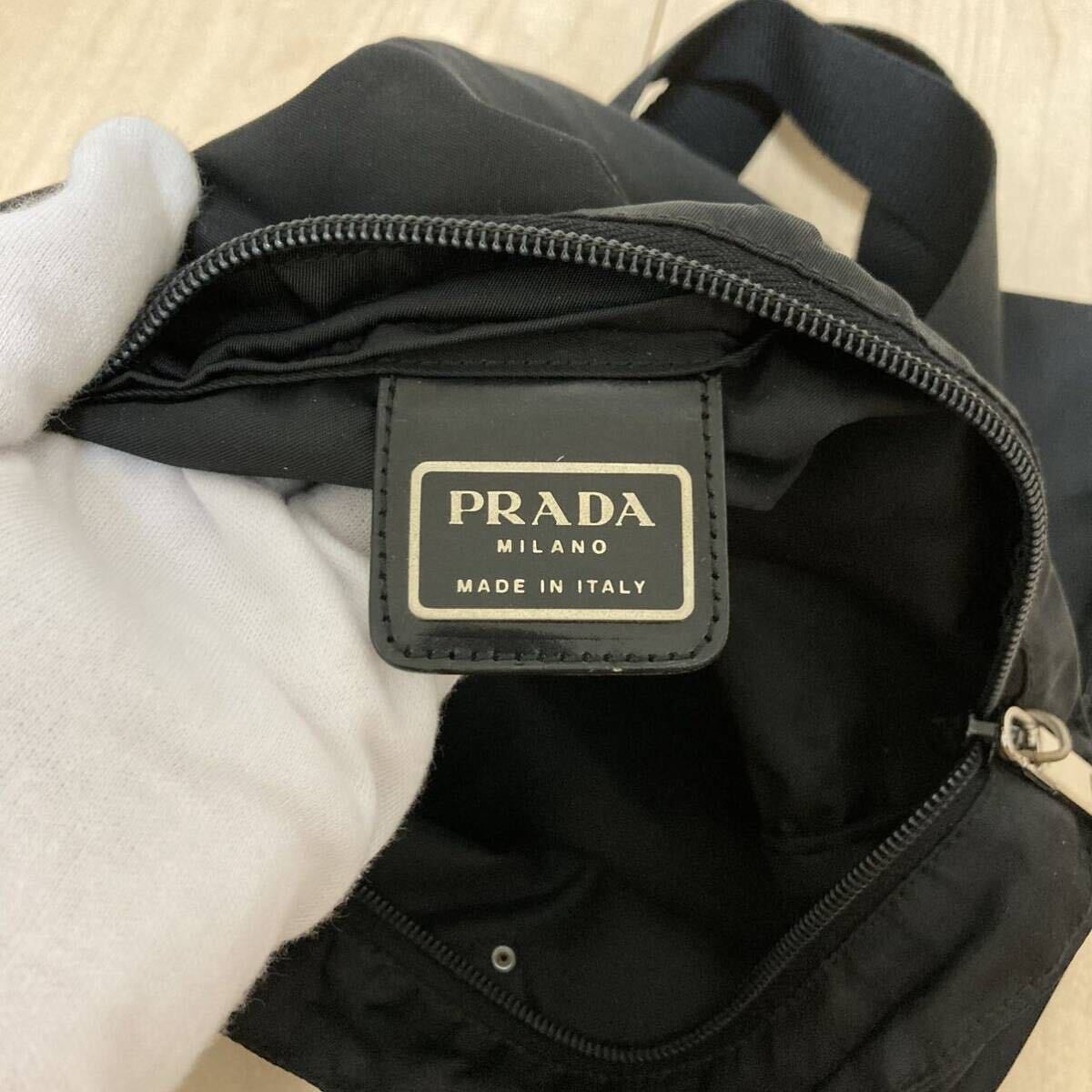 PRADA プラダ ショルダーバッグ ナイロン 三角ロゴ プレート 白タグ ブラックの画像6