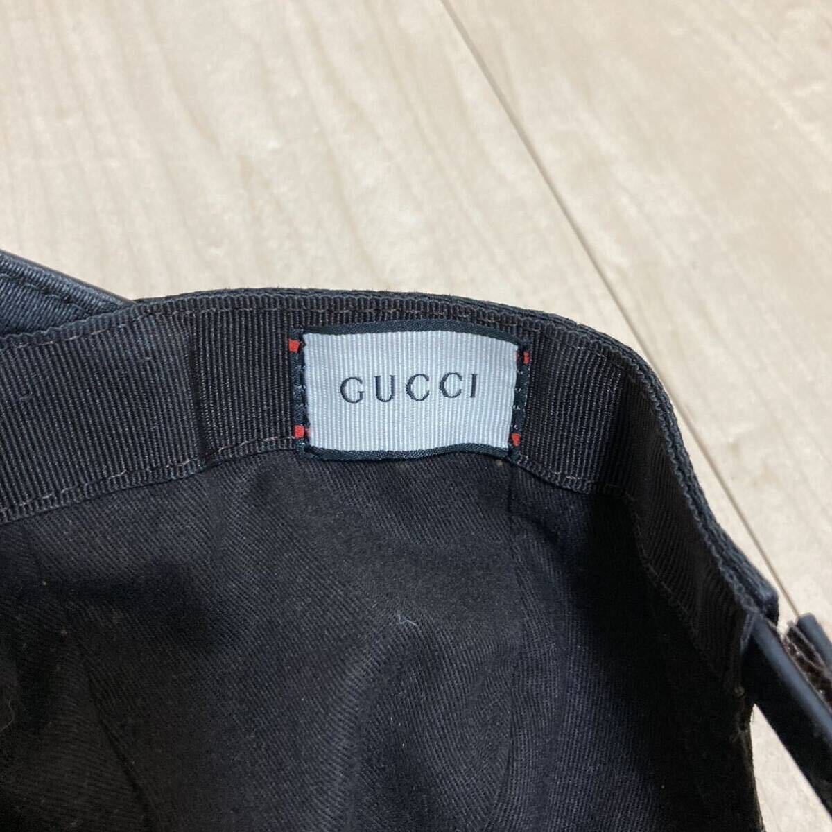 GUCCI Gucci Baseball колпак шляпа парусина Sherry линия черный Logo 200035 L