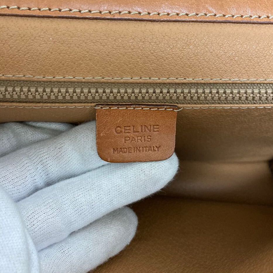 CELINE セリーヌ マカダム トリオンフ ショルダーバッグ レザー ベージュの画像8