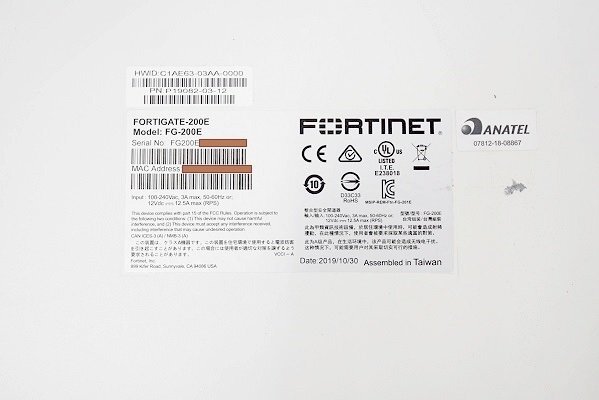 Fortinet/フォーティーネット ファイアウォール Fortigate-200E ライセンス2026/5/9迄 ２台セット□FG-200E 中古□送料無料の画像6