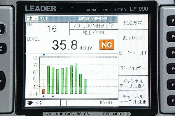 LEADER/リーダー 地上波/CATV/衛星デジタル放送対応 シグナルレベルメーター▲LF990 中古▲送料無料の画像2