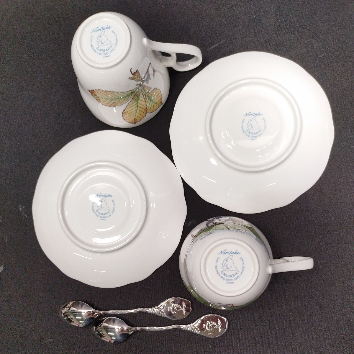 Noritake ノリタケ となりのトトロ カップ＆ソーサー ティースプーン 電子レンジ対応 2客セット ボーンチャイナ 0411-314(6) の画像8