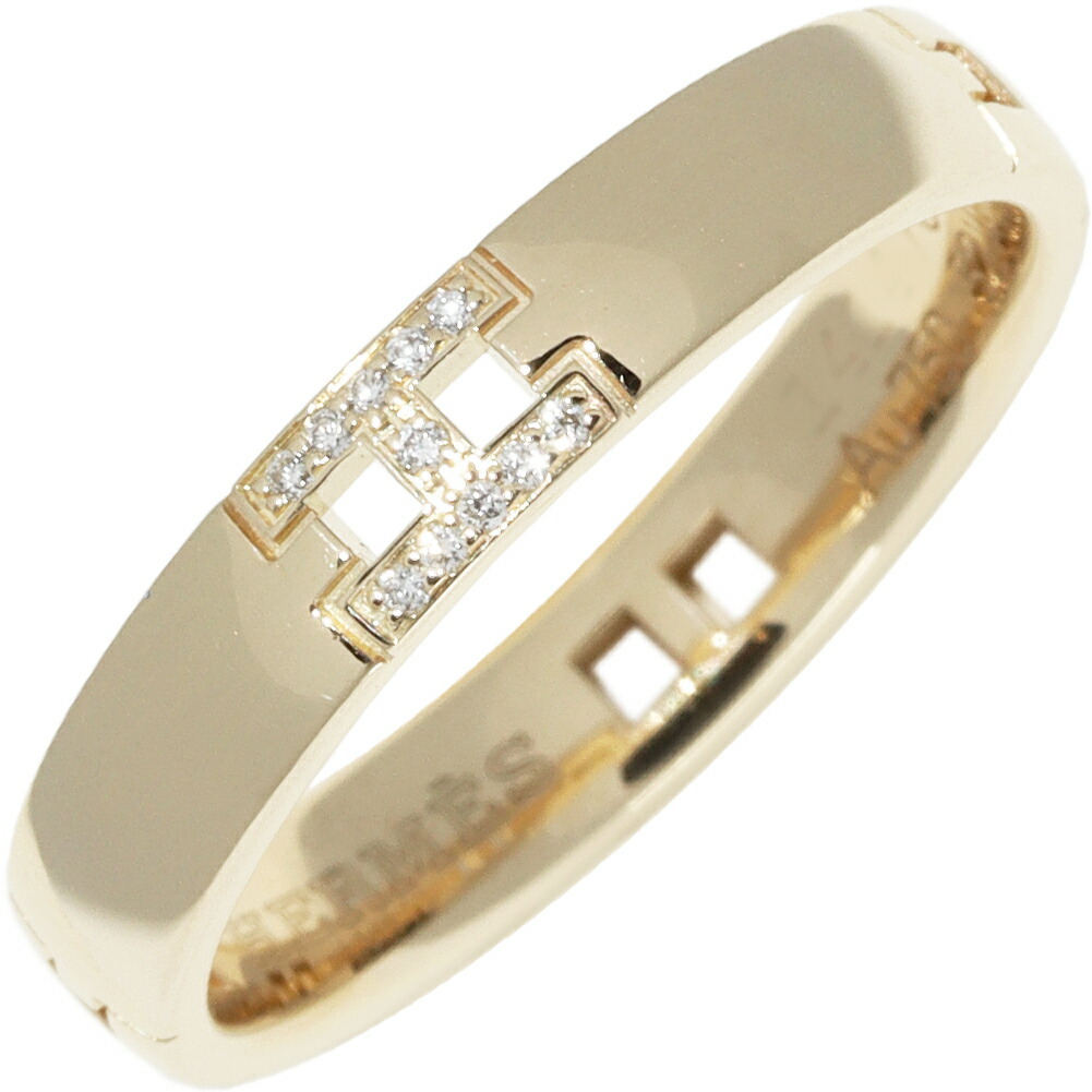 輝く高品質な K18YG 指輪 エルメス ダイヤ11P(0.02ct) ミニ ヘラクレスリング 指輪