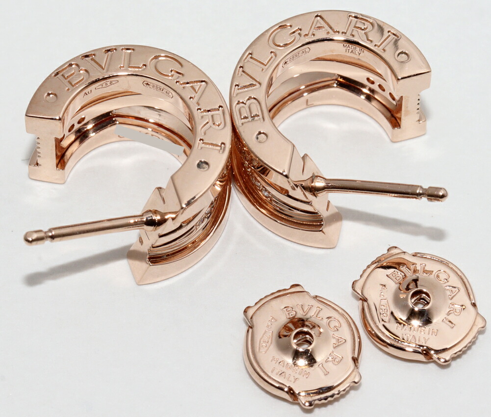  BVLGARY hoop earrings K18PG diamond 20P(0.07ct) B.zero1 Be Zero One Legend earrings 356131