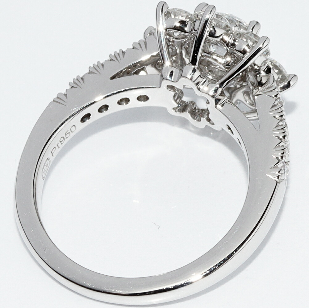  Harry Winston ring Pt950 center diamond 0.70ct(E-VS1-3EXCELLENT-NONE) diamond total approximately 1.72ct sun flower ring small FRDPNASMSF