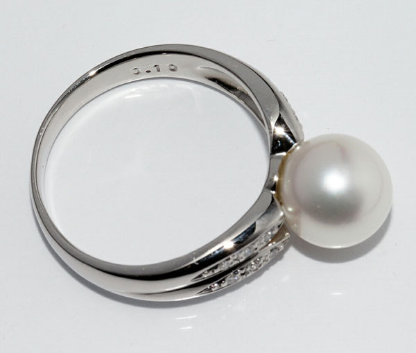 三越 指輪 Pt900 パール(真珠)9.0ミリ ダイヤ0.10ct_画像5