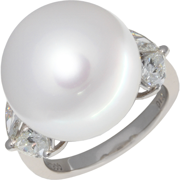 指輪(リング) Pt900 パール 真珠 フェニックス 15.8ミリ/ダイヤ1.05ct_画像1