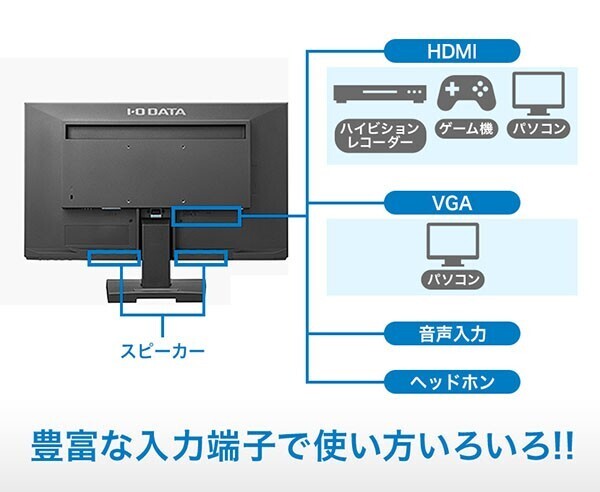 美品 液晶 モニター 21.5インチ アイオーデータ LCD-AH221EDB 広視野角 ADSパネル HDMI フルHD ディスプレイ 角度調整 ゲーム 匿名配送_画像2
