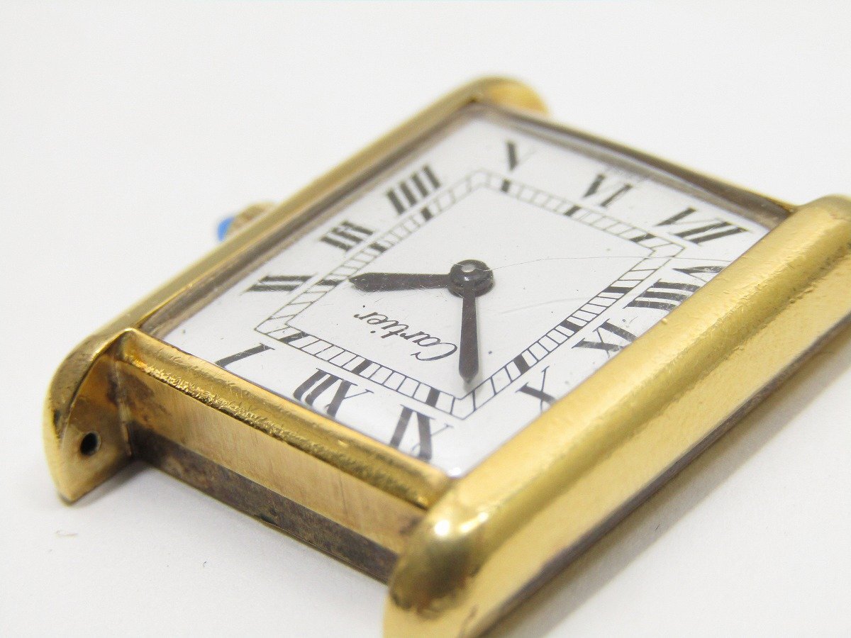 1円スタート 稼働品 CARTIER カルティエ マストタンク スクエア 手巻き 腕時計 本体のみ 18K GOLD ELECTROPLATED ゴールド 金張りの画像2