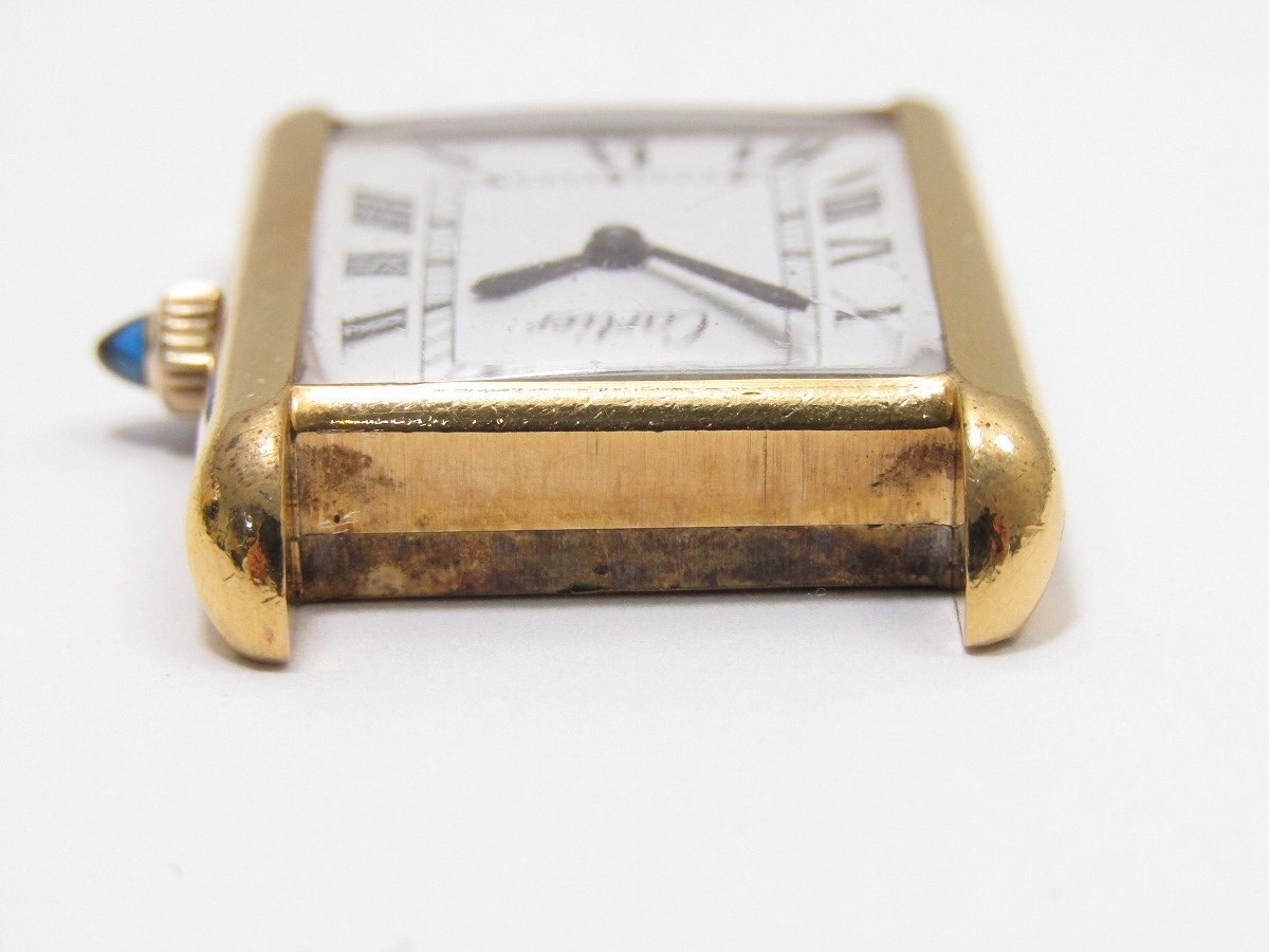 1円スタート 稼働品 CARTIER カルティエ マストタンク スクエア 手巻き 腕時計 本体のみ 18K GOLD ELECTROPLATED ゴールド 金張りの画像5