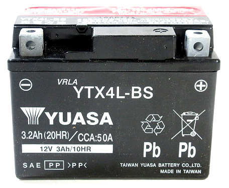 台湾ユアサバッテリー YUASA YTX4L-BS ◆互換 YT4L-BS FT4L-BS エイプ タクト PAL ビート フラッシュバーディ レッツ4 レッツ5 チョイノリ_画像3
