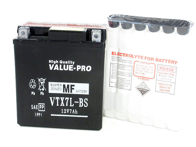 新品 即用バッテリー VTX7L-BS 互換 YTX7L-BS FTX7L-BS / バリオス Dトラッカー125 Dトラッカー250 DR250S KLX250 ZZ-R250の画像2