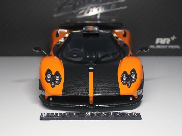 ▲入手困難！金属製！全開閉！Almost Real 1/18 パガーニ Pagani Zonda Cinque Coupe 2009 carbon fibre Orange 新品 ARの画像3