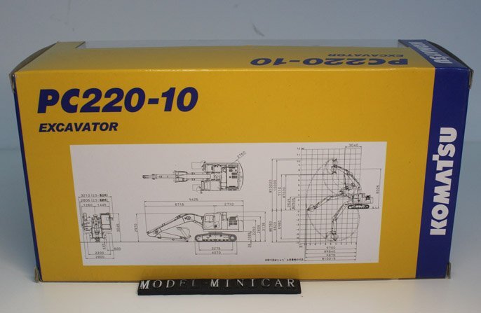 ▲超希少！ミニチュア 1/50 コマツ KOMATSU 油圧ショベル PC220-10 Excavator 新品の画像2