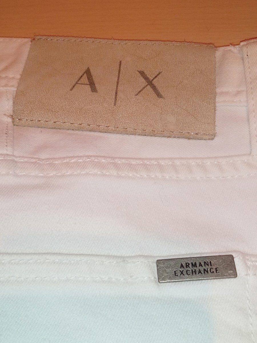 ARMANI EXCHANGE アルマーニエクスチェンジ メンズ ジーンズ W29 白 ホワイト デニム ダメージ加工 古着 パンツ SLIM FIT_画像7