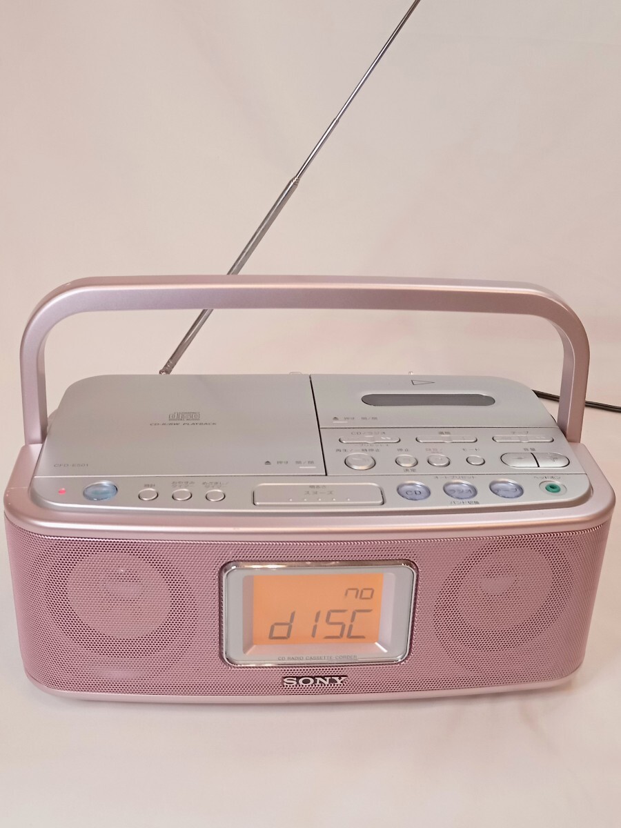 SONY ソニー ラジカセ CFD-E501 ピンク CDラジカセ 中古品 動作確認済み ラジオ CD カセット 録音 11年製 _画像1