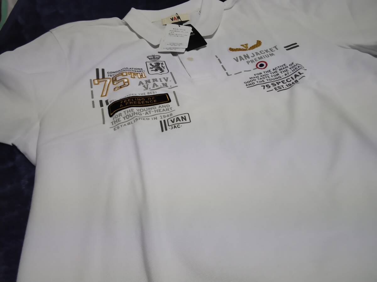 VAN JAC 　　半袖75周年プレミアムワッペン刺繍ポロシャツ　ホワイト　LL　　新品未使用　アイビー トラディショナル_画像4