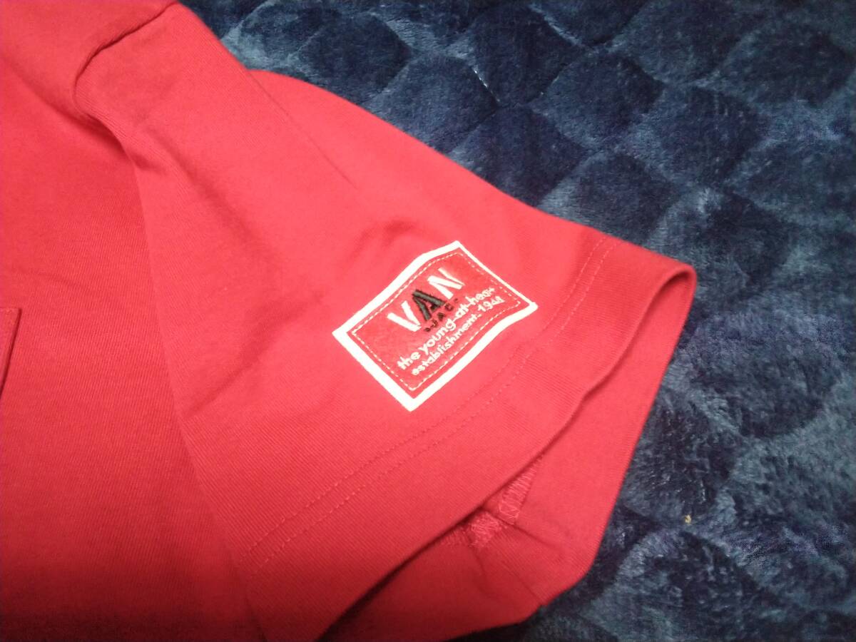 VAN JAC  半袖袖ワッペンポケットTシャツ レッド LL  新品未使用 アイビー トラディショナルの画像2