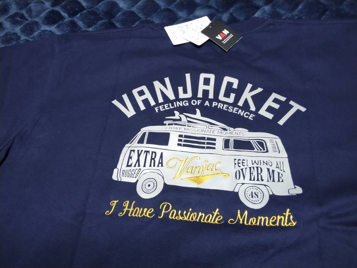 VAN JAC  店舗限定 今期物  半袖クラシックバスワッペン刺繍Tシャツ ネイビー LL  新品未使用 アイビー トラディショナルの画像1