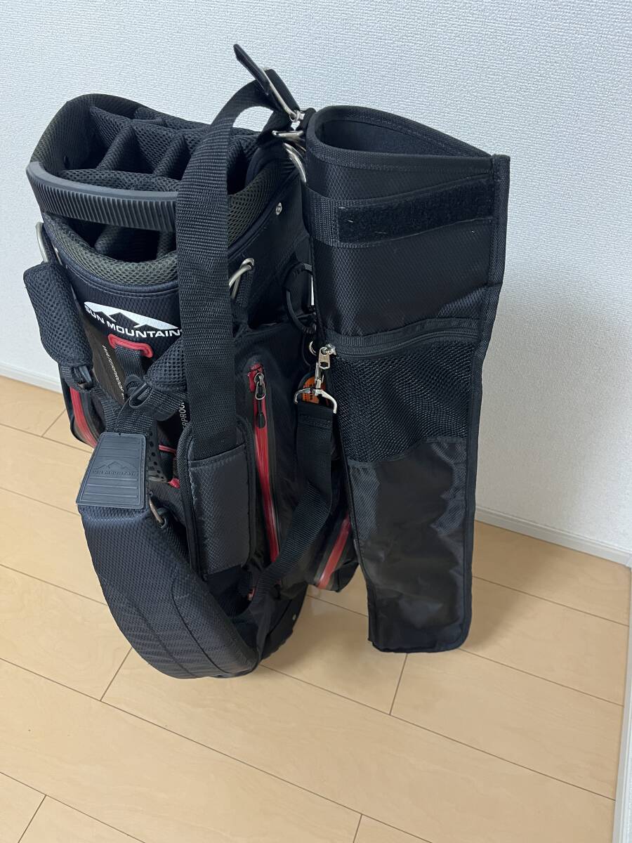 SUN MOUNTAIN サンマウンテン キャディバッグ 中古 H2O ブラック×レッド 防水 軽量 14分割 _サブバックおまけです